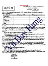 Đề thi học sinh giỏi Sinh học 9 - Đề số 1 - Năm học 2016-2017 - Vũ Duy Hưng